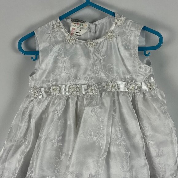 Zighi Baby Baptism Fit Flare Dress & Cardigan Size 6M White Floral Round Neck - Picture 2 of 13